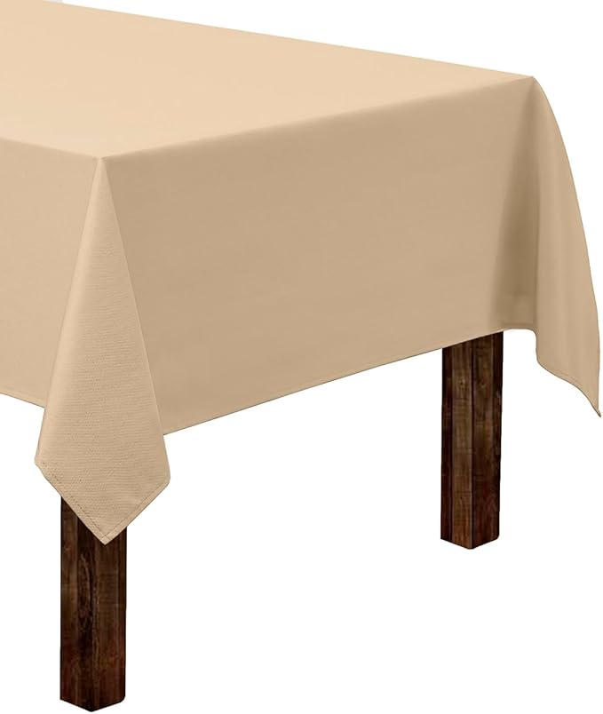 Gee Di Moda Rectangle Tablecloth - 60 x 126 Inch Beige Table Cloth for 8 Foot Rectangle Table - Heavy Duty Washable Fabric - for 8 Ft Buffet Table, Holiday Party, Dinner, Wedding & Baby Shower
