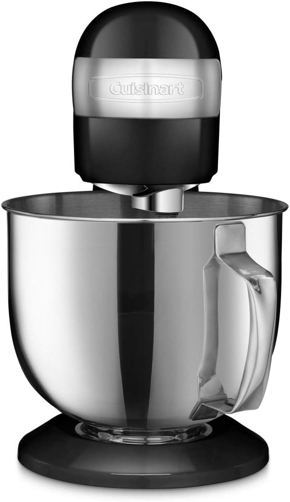 Cuisinart Stand Mixer, 12 Speed, 5.5 Quart Stainless Steel Bowl, Chef’s Whisk, Mixing Paddle, Dough Hook, Splash Guard w/ Pour Spout, Onyx, SM-50BK, Manual
