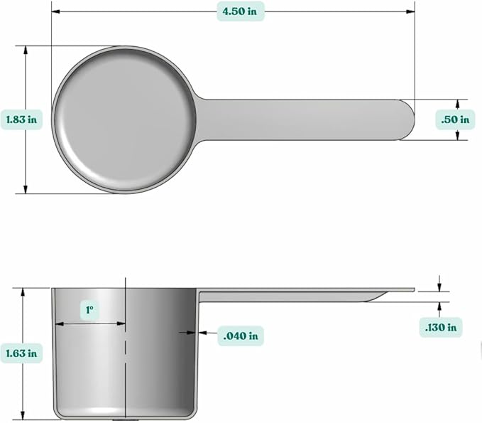 1/4 Cup (4 Tablespoon | 2 Oz. | 60 mL) Long Handle Scoop for Measuring Coffee, Pet Food, Grains, Protein, Spices and Other Dry Goods (Pack of 25)