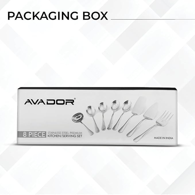 Avador® Premium Set of 8 Stainless Steel Hostess Serving Unitensil Tool Set for Weddings | Buffer | Party | Kitchen | Restaurants
