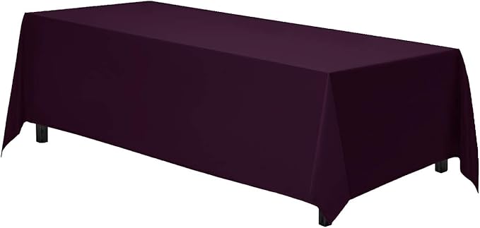 Gee Di Moda Rectangle Tablecloth - 70 x 120 Inch Eggplant - Heavy Duty Washable Polyester - For 6 or 8 Foot Rectangular Table