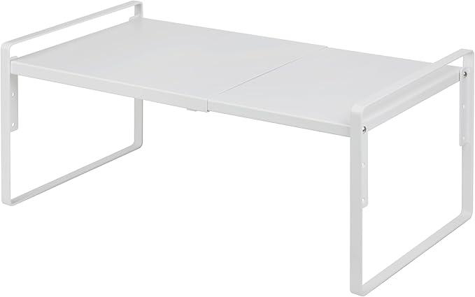 Nxconsu Cabinet Shelf Expandable Height Adjustable Shelf Organizer Riser for Kitchen Cabinet Pantry Cupboard Under Sink Countertop Organization Storage Space Saver Stackable Heavy Duty Metal White XXL