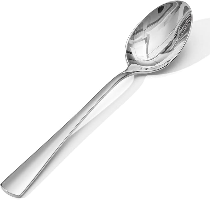 KINGSTONE 24 Piece Dinner Spoon Set, 18/10 Stainless Steel Spoons, Silver Food Grade Table spoons of 24, Metal Spoons for Home, Kitchen, Weddings, Parties or Restaurant, Dishwasher Safe-8.15inches