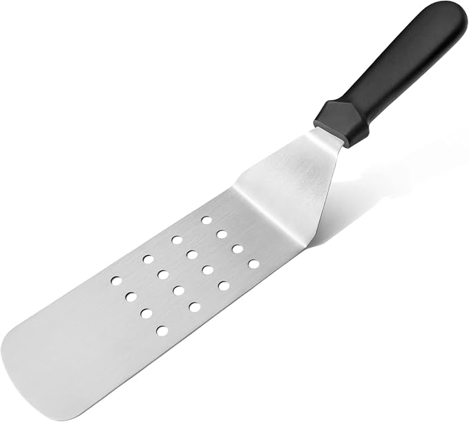 New Star Foodservice 38385 Plastic Handle Flexible Grill Turner/Spatula, Perforated, 14.5-Inch, Black