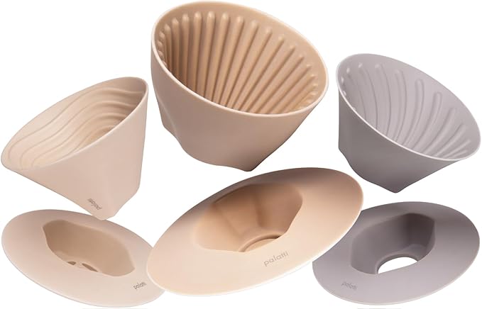 Palatti Universal Pour Over Coffee Drippers (Set of 3), Porcelain Ceramic Pour Over Coffee Maker Set, Adapt to All Paper Filters, Interchangeable Design Brings 11 Brewing Profiles, 1-4 cups