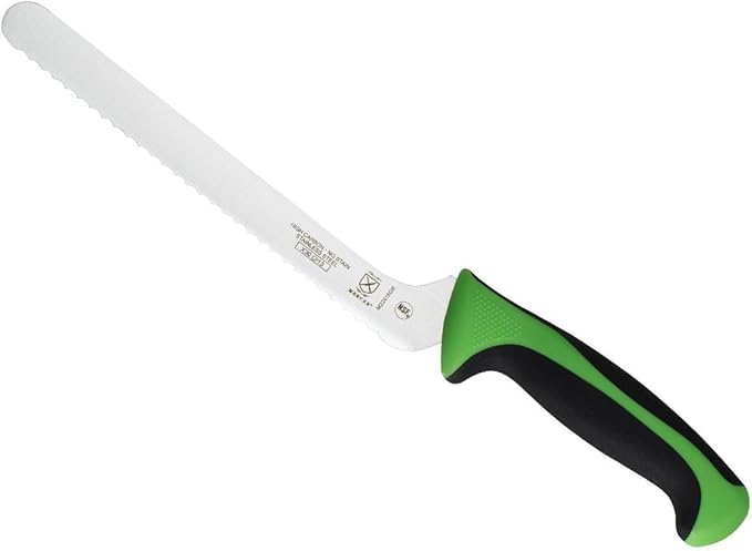 Mercer Culinary Millennia Colors 8-Inch Offset Wavy Edge Bread Knife, Green