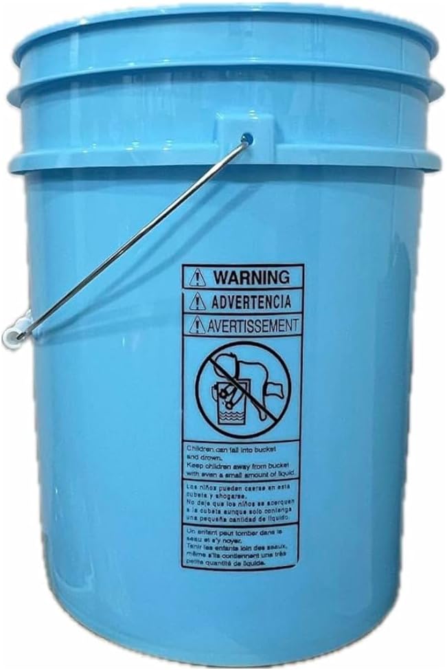 House Naturals 5 Gallon Premium HPDE Plastic Bucket - Made in USA Food Grade Storage Container, BPA Free All Purpose Pail (1, Aqua)
