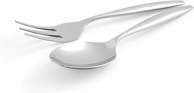 Portmeirion Sophie Conran Arbor Salad Servers - Set of 2, 10 Inch Stainless Steel Serving Utensils with Rounded Slender Handles for Dining, Kitchen & Salad Tableware - Dishwasher Safe