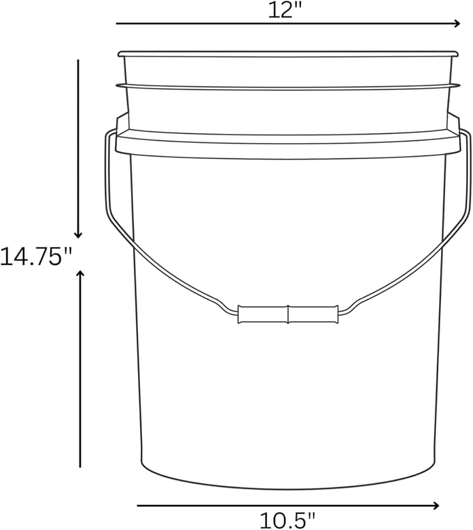 House Naturals 5 Gallon Premium HPDE Plastic Bucket - Made in USA Food Grade Storage Container, BPA Free All Purpose Pail (4, Yellow)