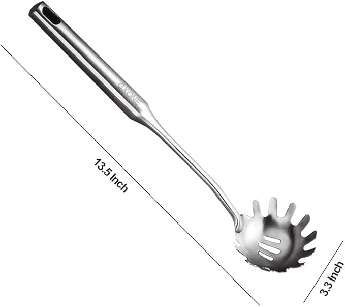 Spaghetti Spoon,304 Stainless Steel Pasta Spoon,Silver/13.8Inch