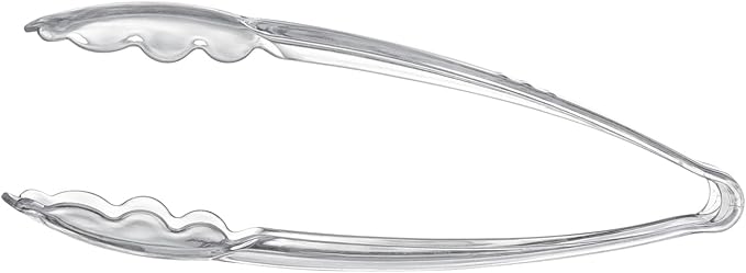 [Clear Tongs 9'' Inches] Plasticpro 9'' Serving Tongs Heavy Duty Reusable Kitchen and BBQ Clear Serving Tong for party's, Caterings, Events, Buffet, Weddings, And every Day use Pack of 12