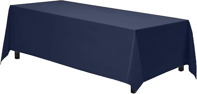 Gee Di Moda Rectangle Tablecloth - 90 x 156 Inch Navy Blue, Polyester, Wrinkle Resistant, Heavy Duty, Machine Washable, 8 Ft Table, Buffet, Holiday, Wedding, Baby Shower