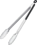 Hotec Stainless Steel Kitchen Tongs, 16 Inch Extra Long Locking Metal Food Tongs for Cooking, Serving, BBQ, Grill Non-Slip Grip