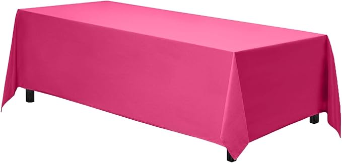 Gee Di Moda Rectangle Tablecloth - 70 x 120 Inch Fuchsia Table Cloth for 6 or 8 Foot Rectangle Table - Heavy Duty Washable Fabric - for Buffet Table, Holiday Party, Dinner, Wedding & Baby Shower