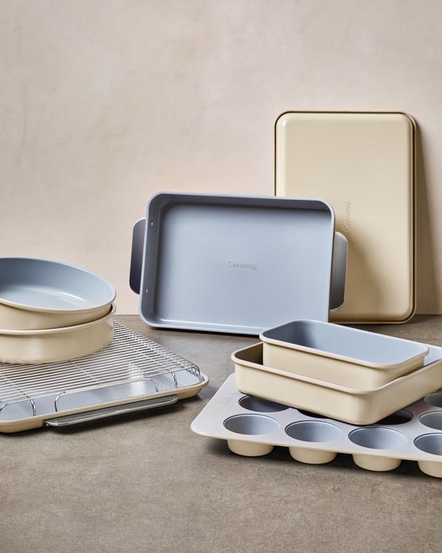 Caraway Non-Stick Ceramic 9” Square Pan - Naturally Slick Ceramic Coating - Non-Toxic, PTFE & PFOA Free - Perfect for Brownies, Lemon Bars, Cakes, & More - Sage
