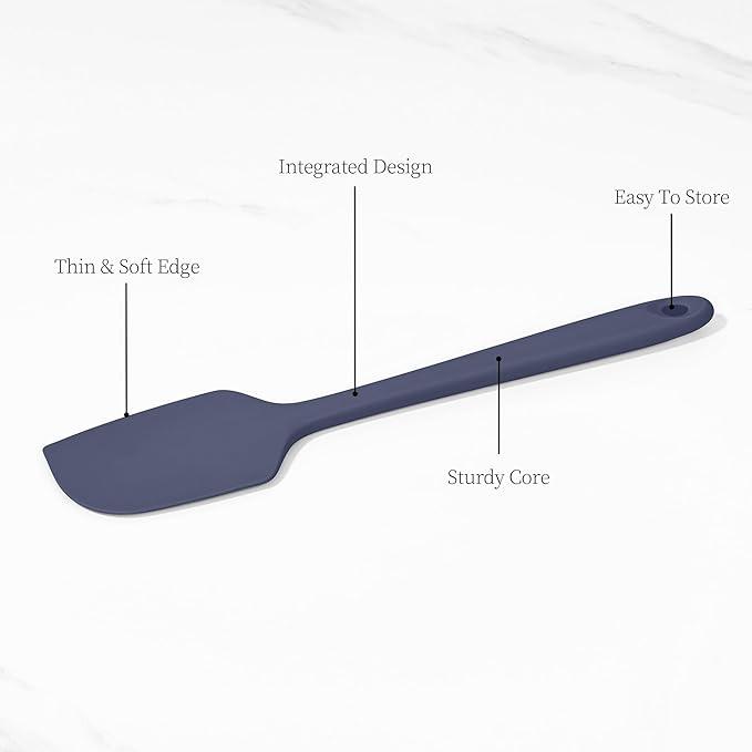 600ºF Heat Resistant Spatula, 11.34 inch High Heat Food Safe Semless Kitchen Silicone Scraper for Cooking Baking Mixing Scraping Stirring Nonstick Cookware Pan Bowl (Midnight Blue)