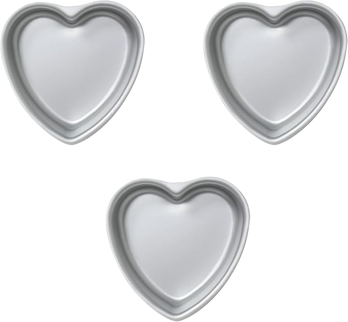 set of 3 Heart-shaped cake pan,6 inch heart-shaped cake tin, aluminum, for weddings, parties, family and other occasions cake (6 x 2 Inch,Set of 3)