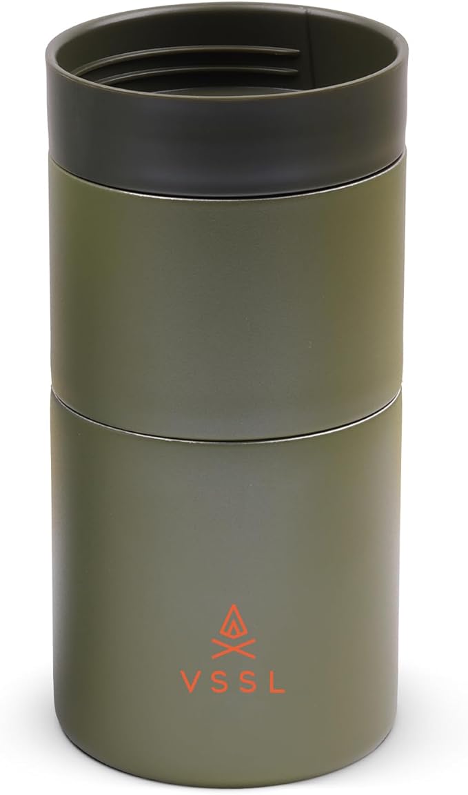 VSSL - Nest Pour Over Coffee Set | Coffee Maker for Camping | All-In-One Travel Pour Over | Transportable Dripper, 10oz Stainless Steel Travel Mug | Compact Storage & Adventure Ready | Sahara