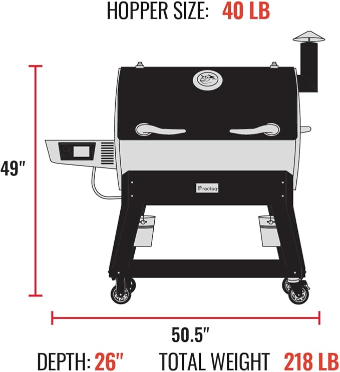 recteq Pellet Grill Smoker - Flagship 1600, Wood Pellet Smoker, BBQ, Wi-Fi Smart Grill, 1600 Sq. In. Cook Space, 40 lbs Hopper, Grilling Basics Bundle
