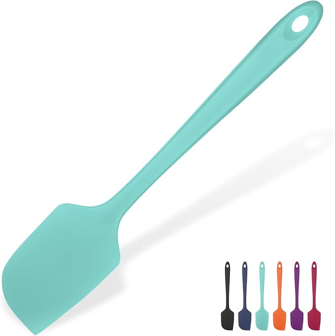 Heat Resistant Silicone Large Spatula: U-Taste 600ºF High Heat Flexible 11.38in Silicon Mixing Stirring Cooking Scraping Baking Bowl Scraper Seamless Spreader for Kitchen Nonstick Cookware (Aqua Sky)