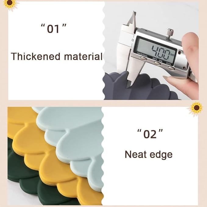 Heat-Resistant Silicone Trivet Mats, Non-Slip Hot Plate Holder for Kitchen Countertops & Dining Table, Reusable Pot Holder Pad with Secure Grip, Dishwasher Safe (Green, Diameter: 30cm/11.81")