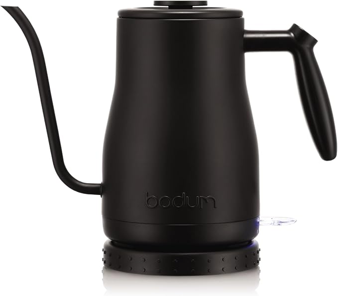 Bodum 34oz Bistro Gooseneck Electric Water Kettle, Pour Over Coffee & Tea, Stainless Steel, Matte Black