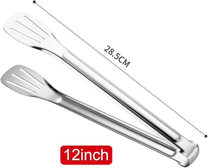 2 Pack Kitchen Tongs Stainless Steel Locking Cooking Barbecue Grilling Food Tongs Kitchen Clamps Sturdy High Resistant Heat Tongs (2PC (7inch and 12inch))