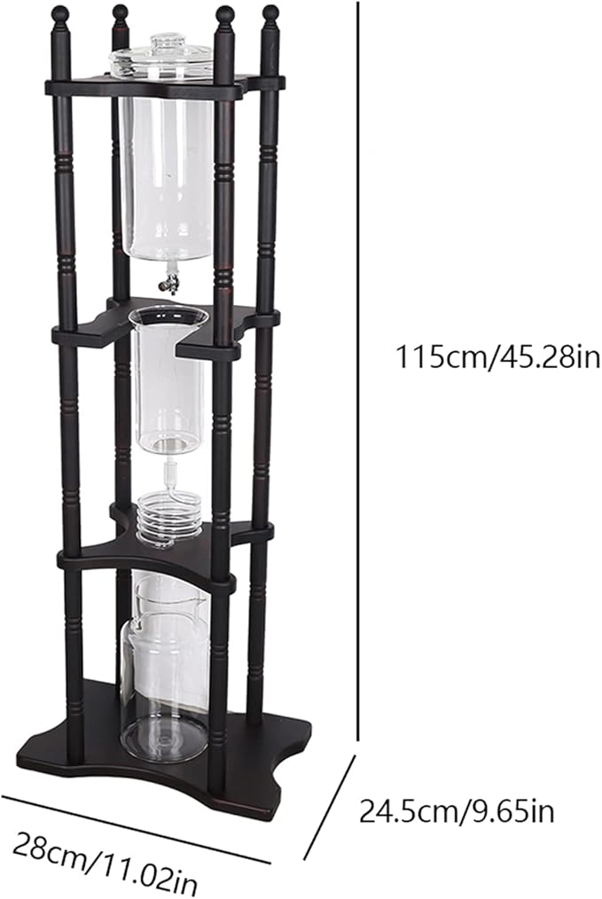 Large Capacity Cold Brew Tower Japanese Cold Brew Maker Glass Cold Brew Coffee Makers Drip Coled Coffee Tower Iced Tea Maker for Home Office Coffee Shop