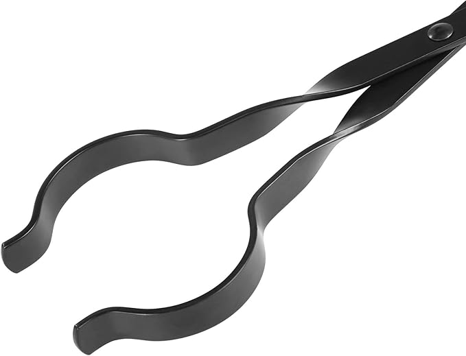 Fireplace Tongs 26”, himaly Heavy Duty Wrought Iron Steel Fireplace Poker Tools - Rust Resistant Black Finish, Fire Pit Poker Log Grabber for Indoor/Outdoor