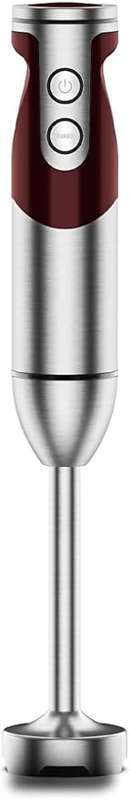 MEGAWISE new Hand Blender Series Single Hand Blender,no attachments,12-Speed,Includes Powerful Blender Stick- Easy to Clean and Perfect for Smoothies, and More (RED)