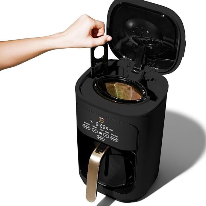 Beautiful Coffee Maker, 14-Cup, Touch-Activated Display, Programmable, Automatic Shut-Off, 1200W, Keep Warm, 24h Timer (Black Sesame)