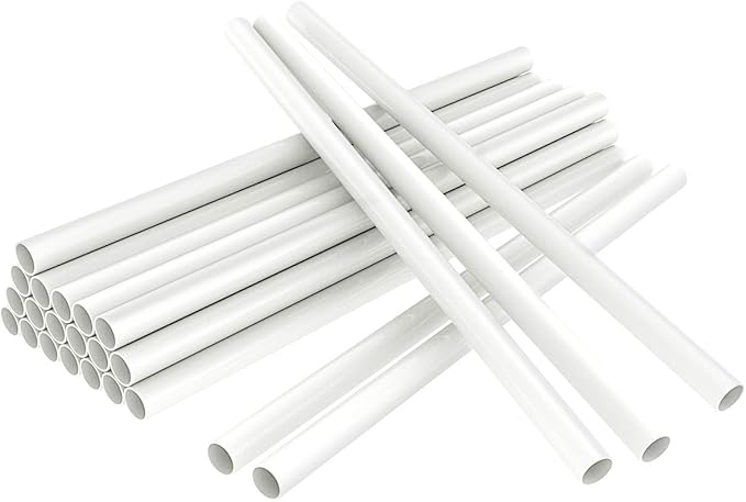 White Plastic Cake Dowel Rods for Tiered Cake Construction and Stacking Supporting Cake Round Dowels Straws with 0.4 Inch Diameter (12 Inch)