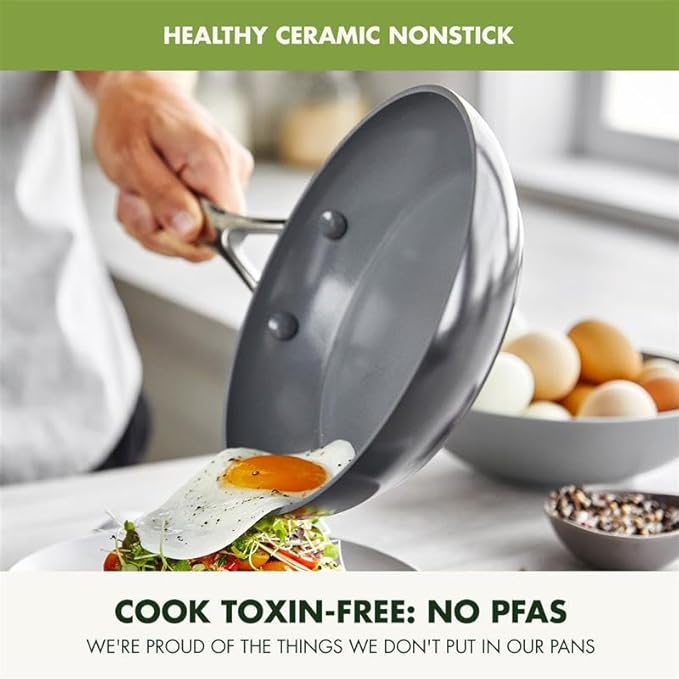 GreenPan 11 Piece Valencia Pro Ceramic Nonstick Cookware Set, PFAS-Free, Induction Ready, Hard Anodized Pots & Pans with Lids, Compatible on All Cooktops, Dishwasher & Oven Safe, Gray