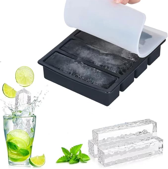 2-Piece Silicone Ice Tray Set, suitable for whiskey, cocktails, or butter molds. Freezer molds with dust covers, easy to unmold and clean, reusable.