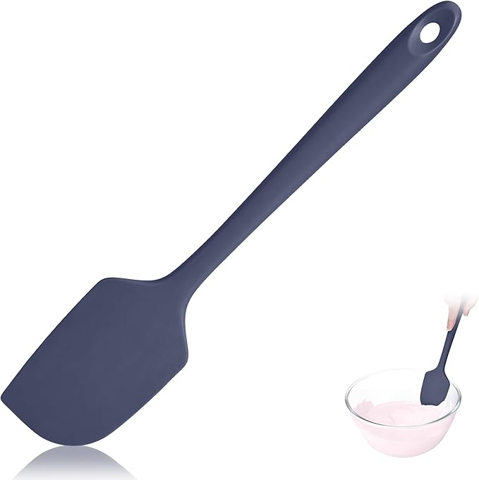 600ºF Heat Resistant Spatula, 11.34 inch High Heat Food Safe Semless Kitchen Silicone Scraper for Cooking Baking Mixing Scraping Stirring Nonstick Cookware Pan Bowl (Midnight Blue)