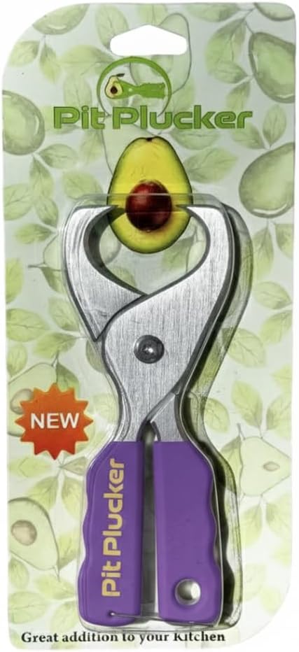 Avocado Tool, Kitchen Utensil with Hinged Handles, Wedge-Shaped Jaws for Pit Removal (Purple)
