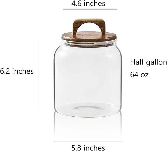 Sweejar Glass Jars for Laundry Room Organization, Half-Gallon Laundry Pods Container, Glass Food Storage Jars with Airtight Lid, 2 Pack, Hand Lid