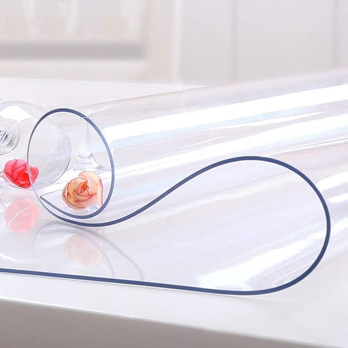 NECAUX Custom 46 x 67 Inch Clear Table Cover Protector, 1.5mm Thick Plastic Waterproof Heavy Duty Desk Pad Mat Non-Slip Tablecloth Protector for Coffee, Dining, Conference Tables