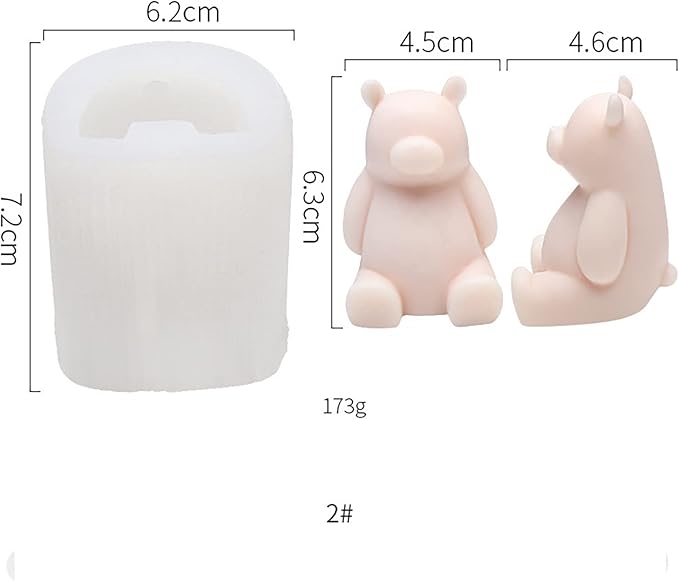 Cute Polar Bear Scented Candle Mold 2 Pack - Silicone Molds for Candle and Soap Making, Home Decoration, Resin Crafts - Cartoon Bear Shape