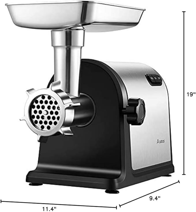 AAOBOSI #10 Meat Grinder Electric [3000W] Heavy Duty Stainless Steel Meat Mincer with 3 Grinding Plates, 3 Sausage Stuffer Tubes & Kubbe Attachments,Easy One-Button Control