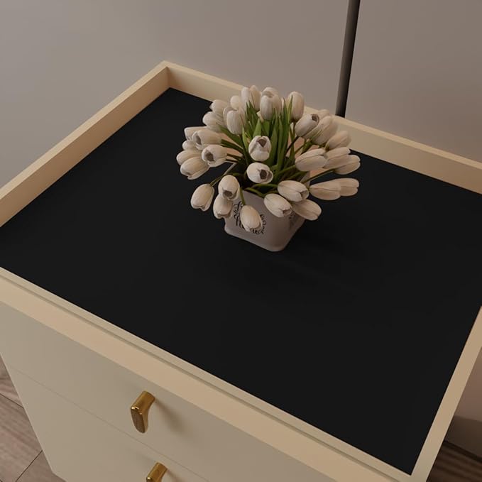 Leather Nightstand Cover,1.8mm Thick,15.75x23.6 Inch end Table Cover,Side Table Cover,Bedside Table Cover,Bedside Tablecloth.(Black+Gray,15.75x23.6)