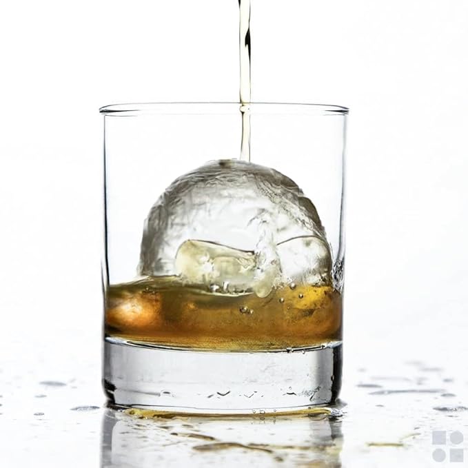 glacio Ball Ice Cube Tray and Big Ice Cube Molds for Whiskey, Slow-Melting, 100% Silicone, No-Plastic, Easy Release, Ideal for Gifting and Elevating Cocktails