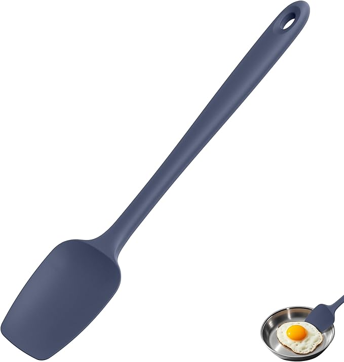 U-Taste Extra-Long 600ºF Heat Resistant Spatula Spoon: 14" Silicone Spoonula Cooking Utensils for Kitchen Use, Non-Stick Scoop Scraper with Soft Edge & Firm Core for Mixing, Serving (Midnight Blue)