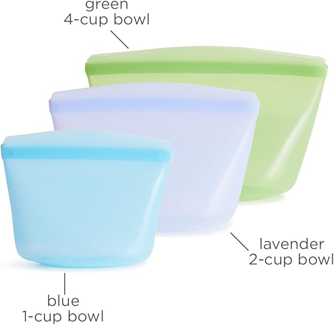 Stasher Premium Silicone Reusable Food Storage Bags, 3-Pack, Multi, Multi-Use Food Storage Bags, Lunch Bag, Travel Containers, BPA Free, Leak-free, Dishwasher-Safe, Eco-friendly