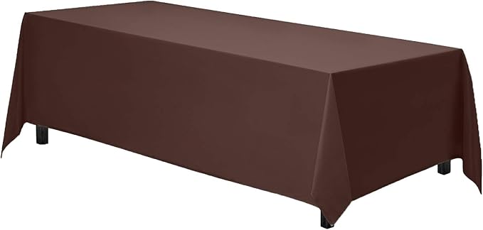 Gee Di Moda Rectangle Tablecloth - 70 x 120 Inch Chocolate - Heavy Duty Washable Polyester - For 6 or 8 Foot Rectangular Table