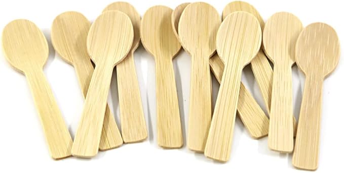 Bamboo Utensils | 200PK Mini-Bamboo Spoon 3.54" Disposable Small 100% Biodegradable Compostable Cutlery Set Eco Friendly Renewable Natural
