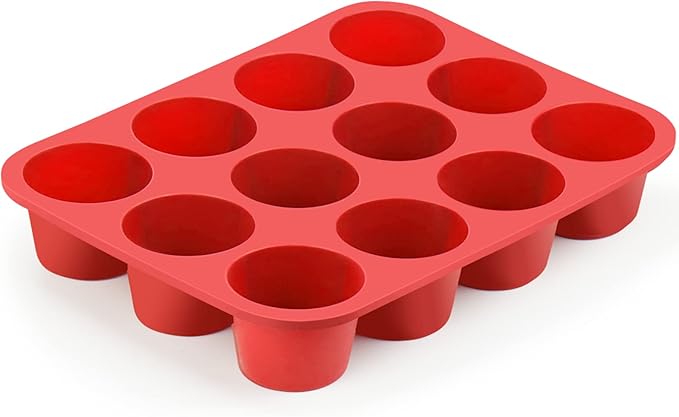 12-Cup Silicone Professional Non-Stick Popover Pans for Muffins, Brownies and Baking