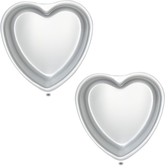Set of 2 Heart-shaped cake pan, heart-shaped cake tin, aluminum, 8-inch heart-shaped, for weddings, parties, family and other occasions cake (8 x 2 Inch,Set of 2)