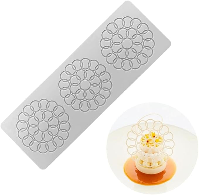 3D Hollow Leaf Fondant Lace Mold Multi Leaves Flower Candy Mold Chocolate Sugar Craft Cake Decoration Cupcake Top (D Bubble Circle_11.28 * 4 * 0.12inch)