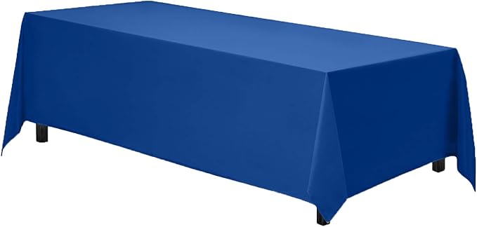 Gee Di Moda Rectangle Tablecloth - 90 x 156 Inch Royal Blue Table Cloth for 8 Foot Table with Floor-Length Drop - Heavy Duty Washable Fabric - 8 Ft Buffet Table, Holiday Party, Wedding & Baby Shower